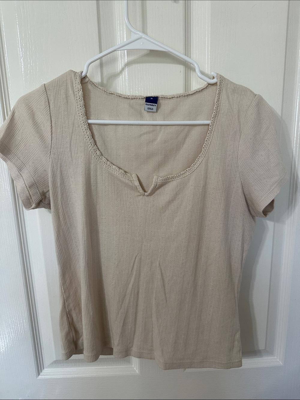 Old Navy Beige Scoop Neck Short Sleeve Top